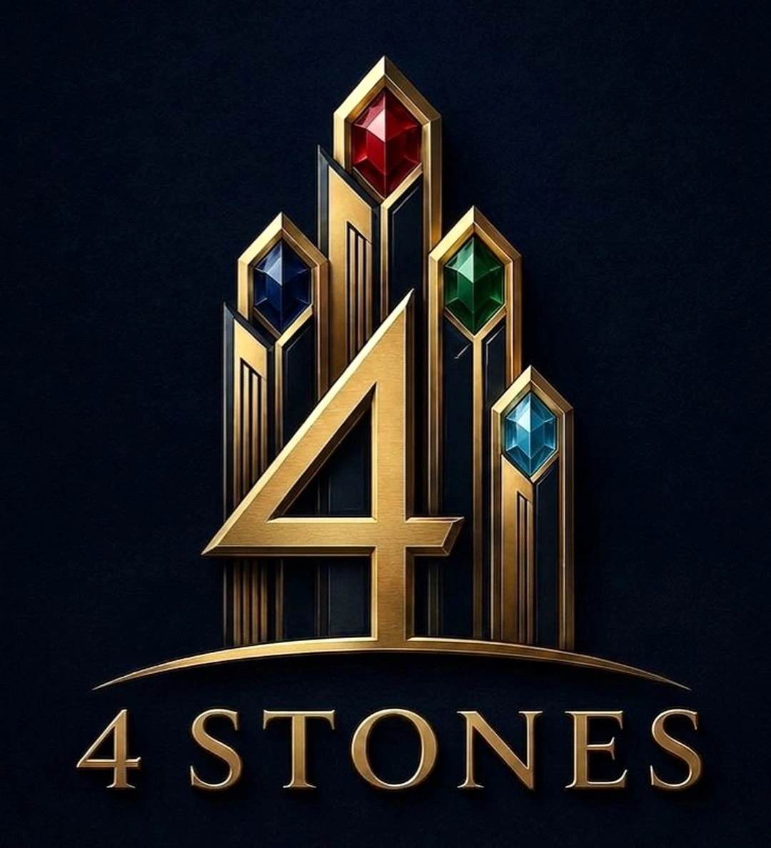 4Stones PVT LTD gold tower and gemstone logo